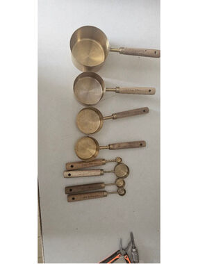 Unbranded Copper and wood handled Measuring Cups & Spoons Set of 8